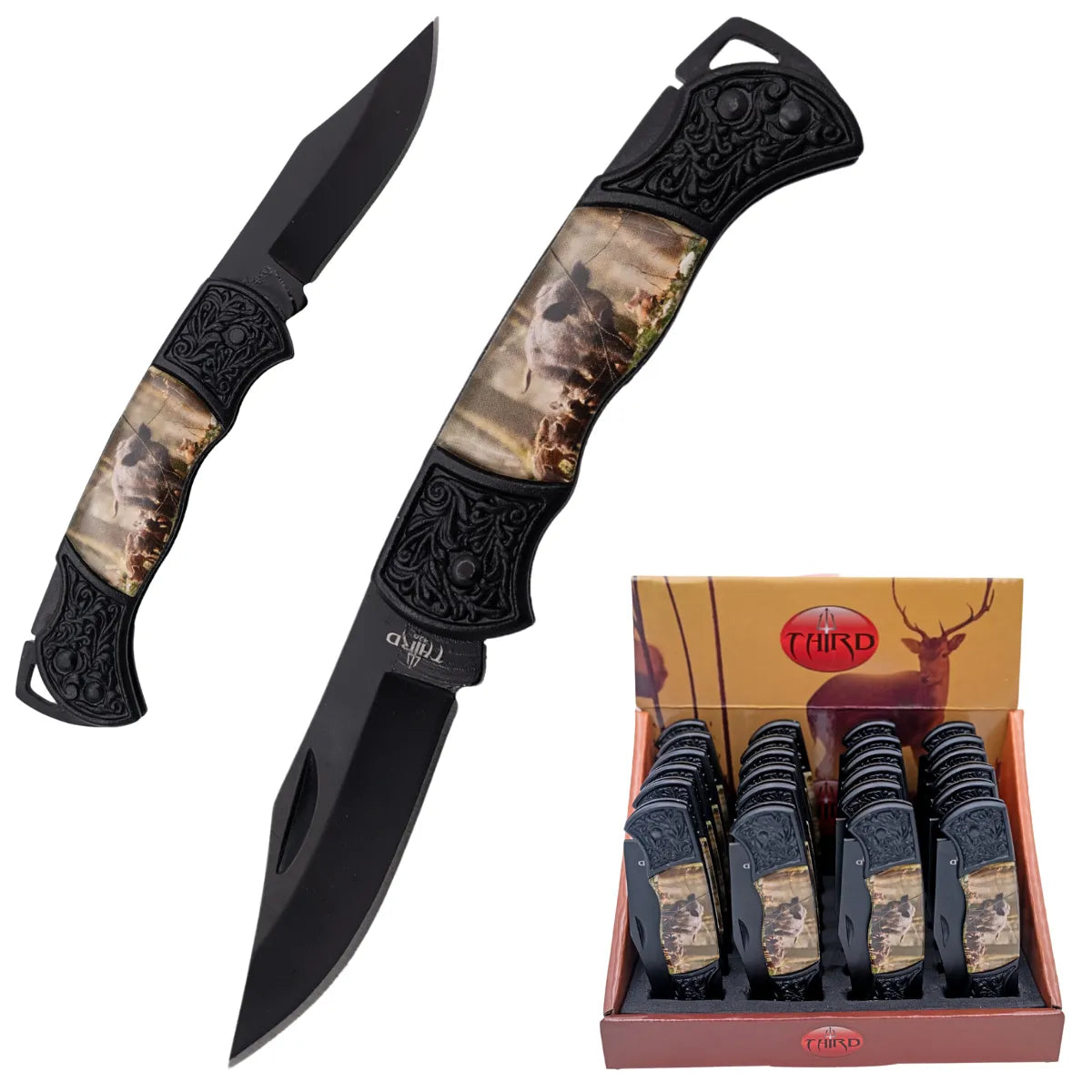 Pack de 24 Navajas Third con Hoja Negra 5.6 cm - jabalí