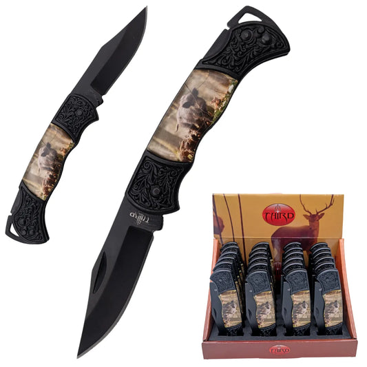 Pack de 24 Navajas Third con Hoja Negra 5.6 cm - jabalí