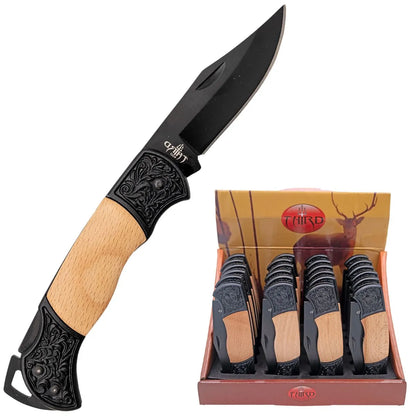 Pack de 24 Navajas Third con Hoja Negra 7.5 cm - negro y arce
