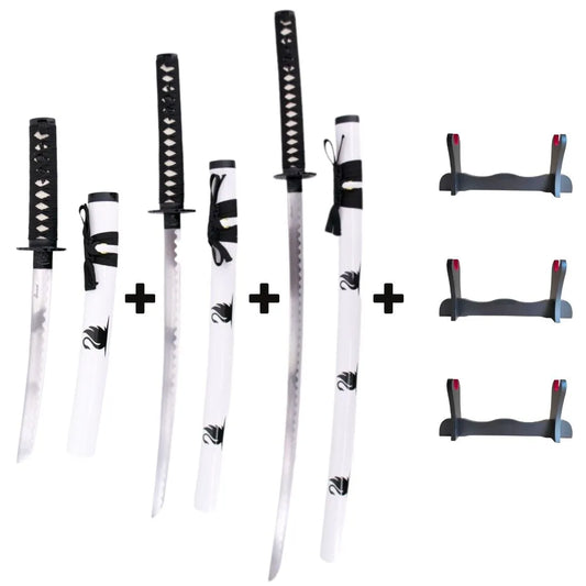 Pack de Katanas de Acero Cisne Negro con Expositor