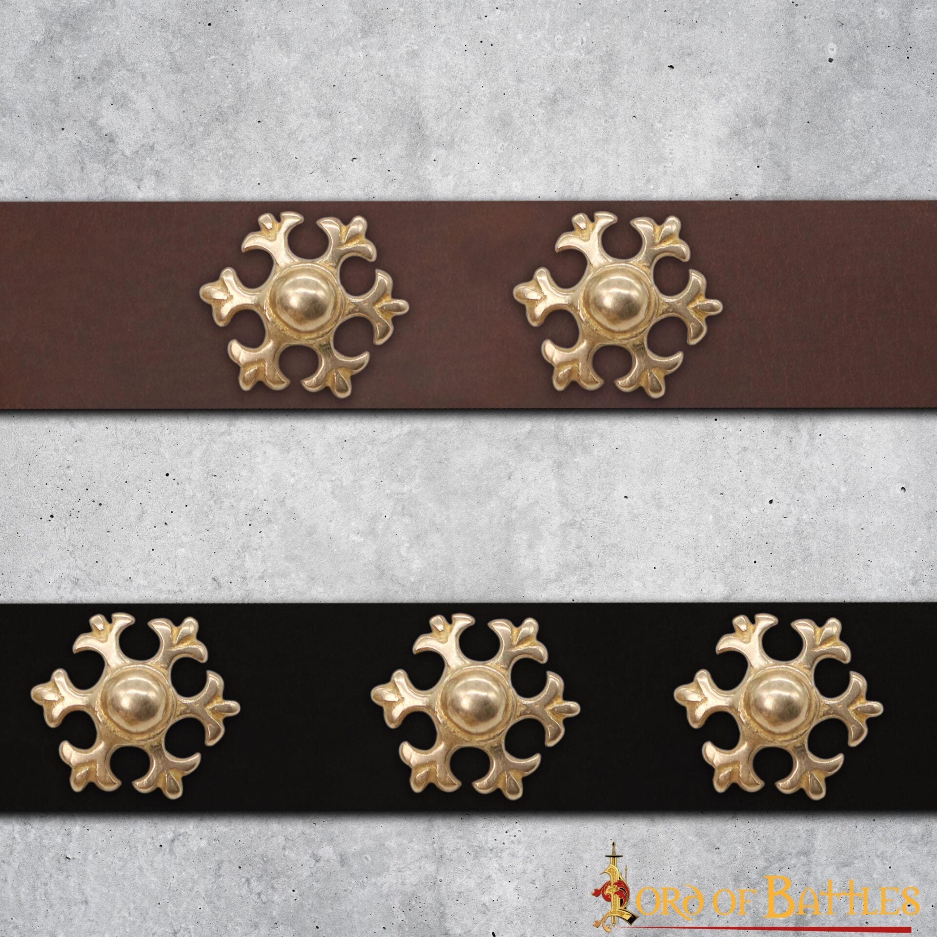 Monturas para Cuero Fleur de Latón Macizo Puro - Juego de 5 Adornos Diy para Cinturones, Bolsos y Marroquinería - Imagen 6