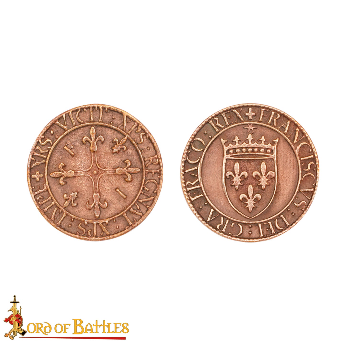 Monedas de Bronce Macizo de Inspiración Histórica con Motivos de Carlos Vii de Francia - Imagen 3