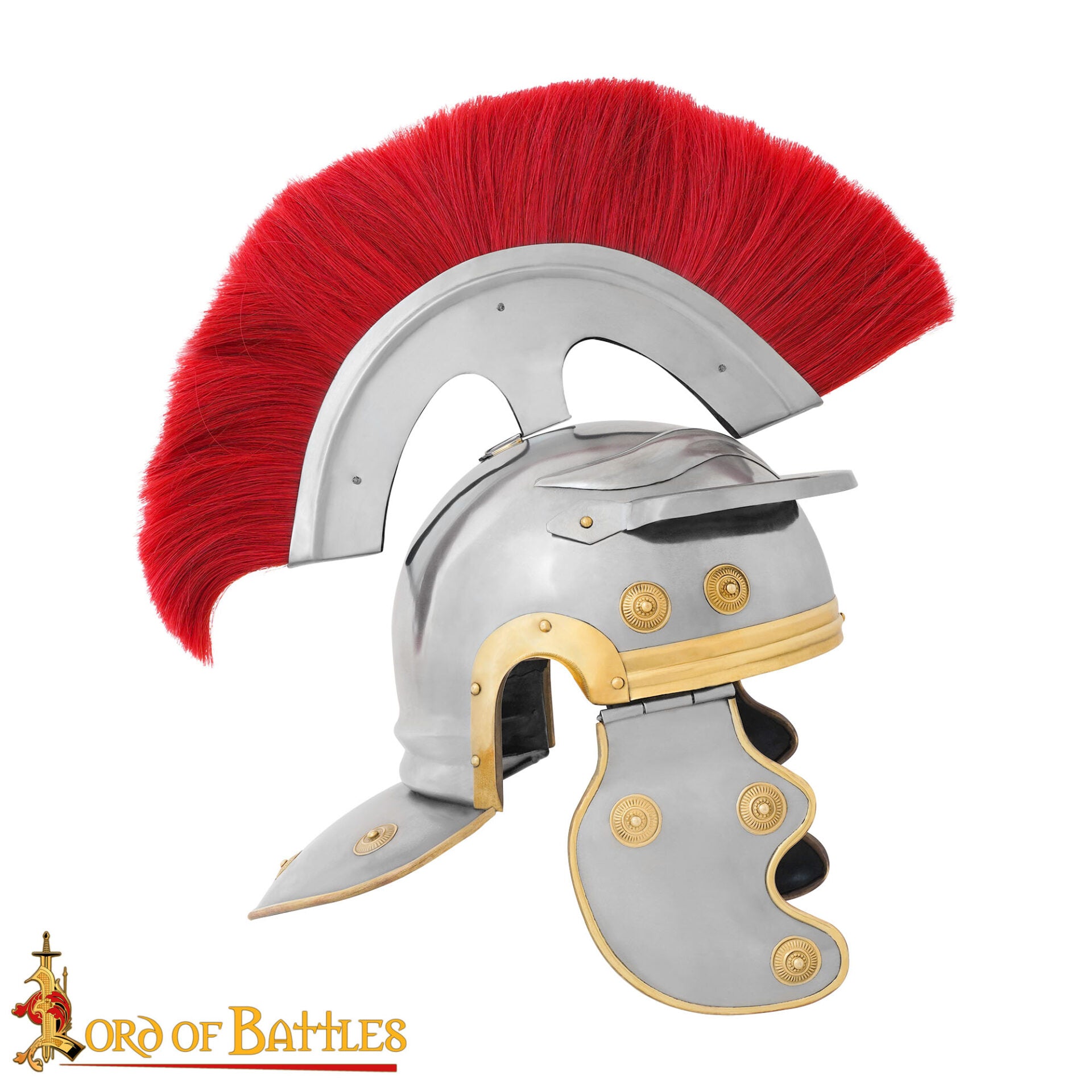 Casco de Centurión Romano con Cresta Transversal Roja - Casco de Acero con Adornos de Latón para Larp, Disfraces y Exposiciones - Imagen 6