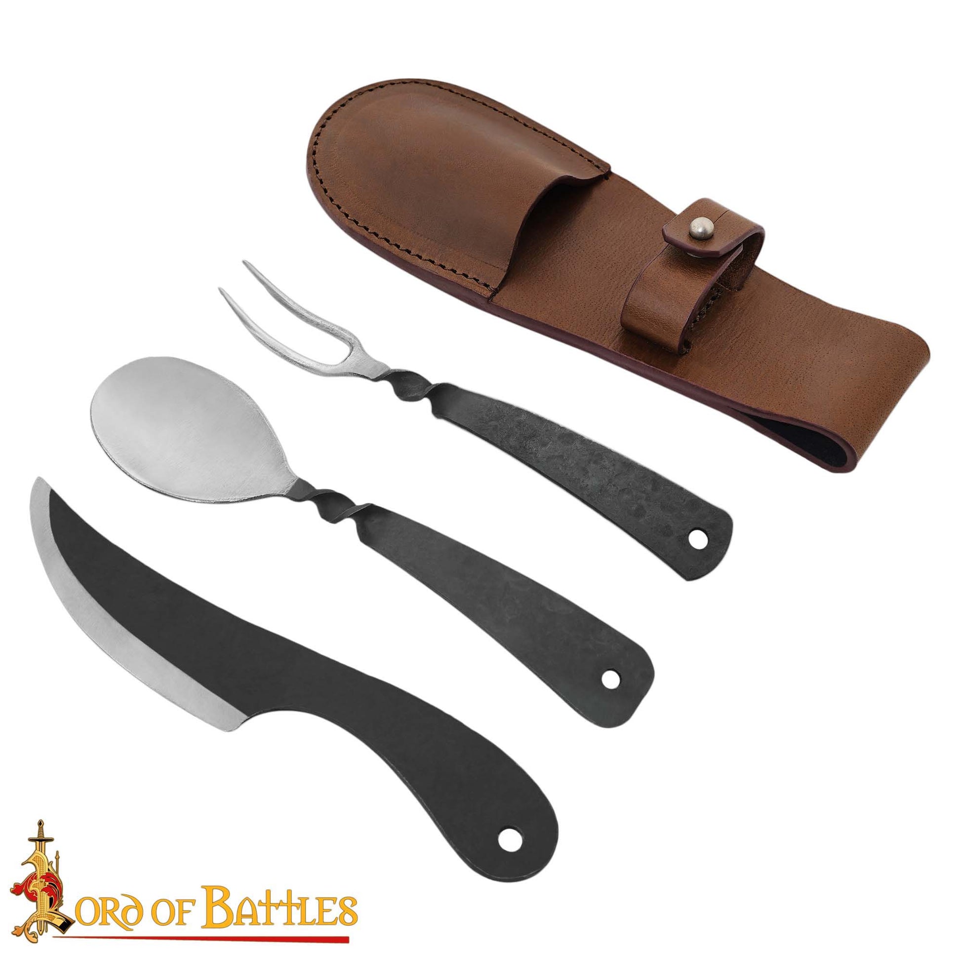 Juego de Cubiertos Viking Rústico - Acero Inoxidable con Funda de Cuero - Imagen 4