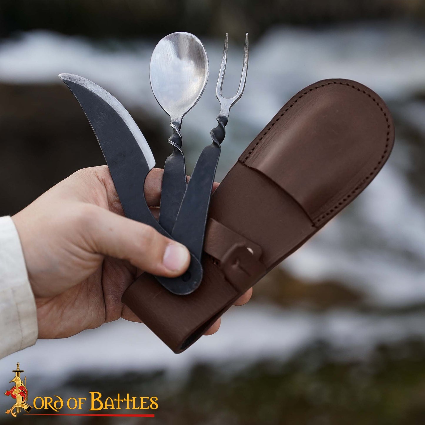 Juego de Cubiertos Viking Rústico - Acero Inoxidable con Funda de Cuero - Imagen 6