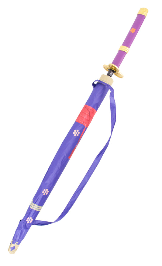 Katana-Regenschirm von One Piece S0332, Modell Roronoa Zoro, lilafarbener Griff