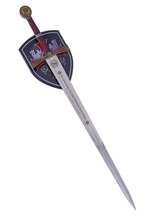 Espada Templaria - vista lateral con soporte escudo