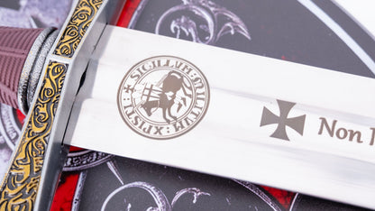 Detalle sello Sigillum Militum Xpisti grabado en la hoja