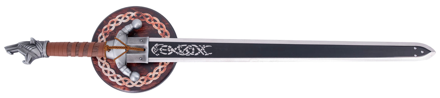 Espada del Lobo Gris Crimson Desert - réplica no oficial con soporte circular celta