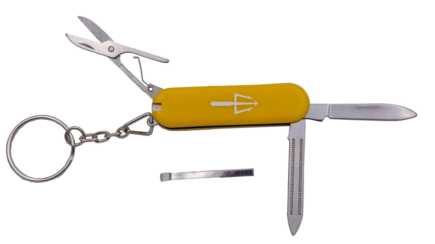 Navaja Llavero Multifunción Third - Mango ABS Amarillo con Tridente y 5 Funciones
