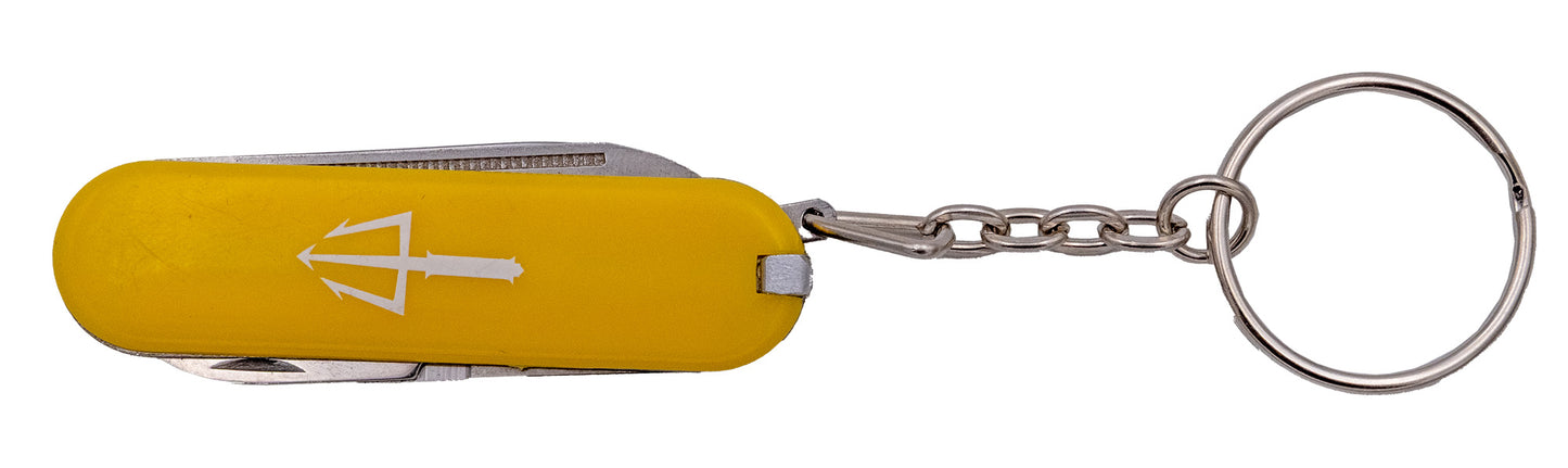 Navaja Llavero Multifunción Third - Mango ABS Amarillo con Tridente y 5 Funciones
