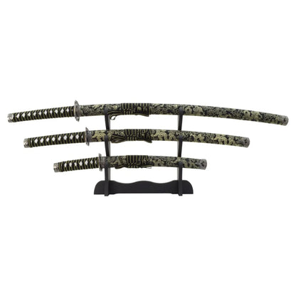 Set Ornamental Katana-Wakizashi-Tanto Negro