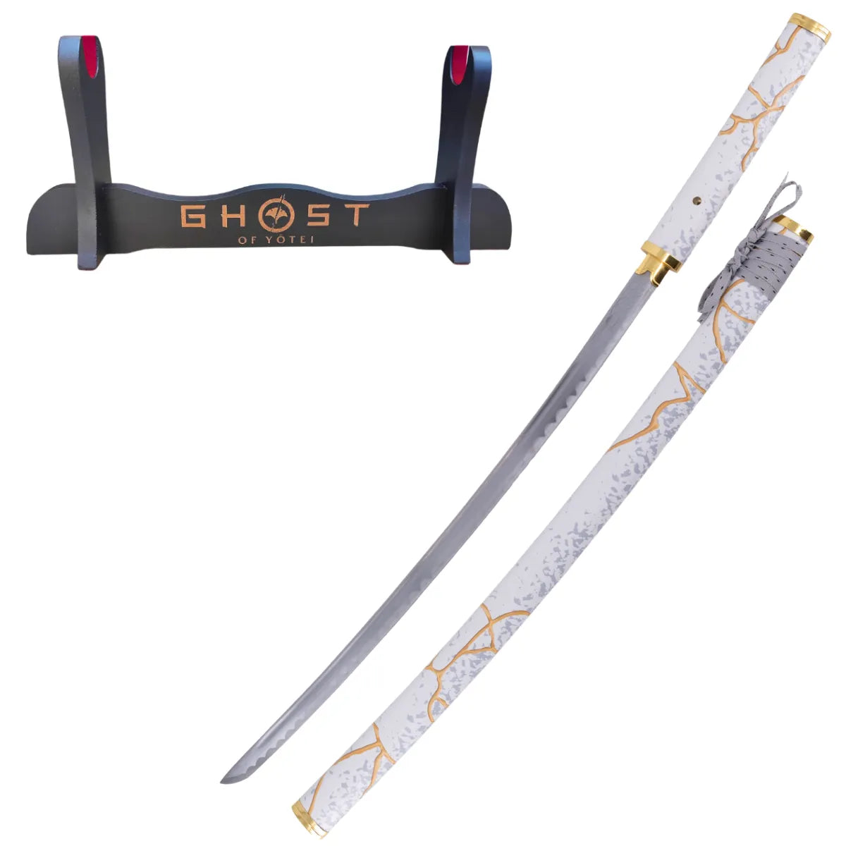 Shirasaya Decorativa de Acero Ghost of Yotei - Mango Blanco - soporte personalizado