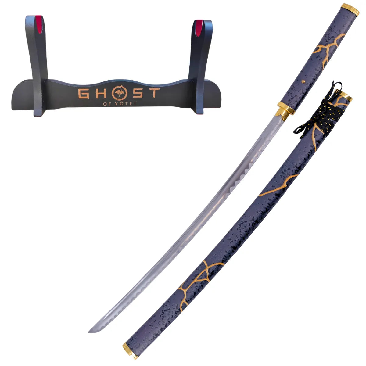 Shirasaya Decorativa de Acero de Ghost of Yotei en Acabado Satinado - soporte personalizado