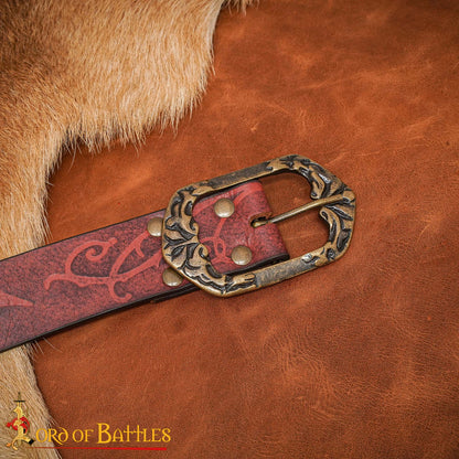 Cinturón Elfo Guardabosques de cuero genuino con hebilla de latón antiguo - imagen 5