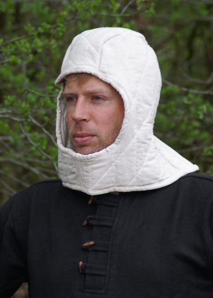 ULF-CL-06 Medieval quilted hood, natural