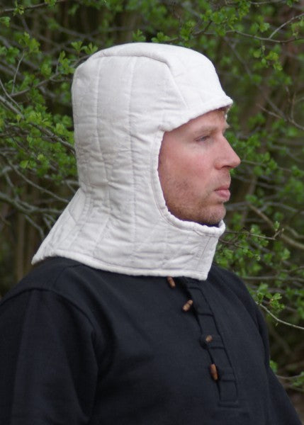 ULF-CL-06 Medieval quilted hood, natural