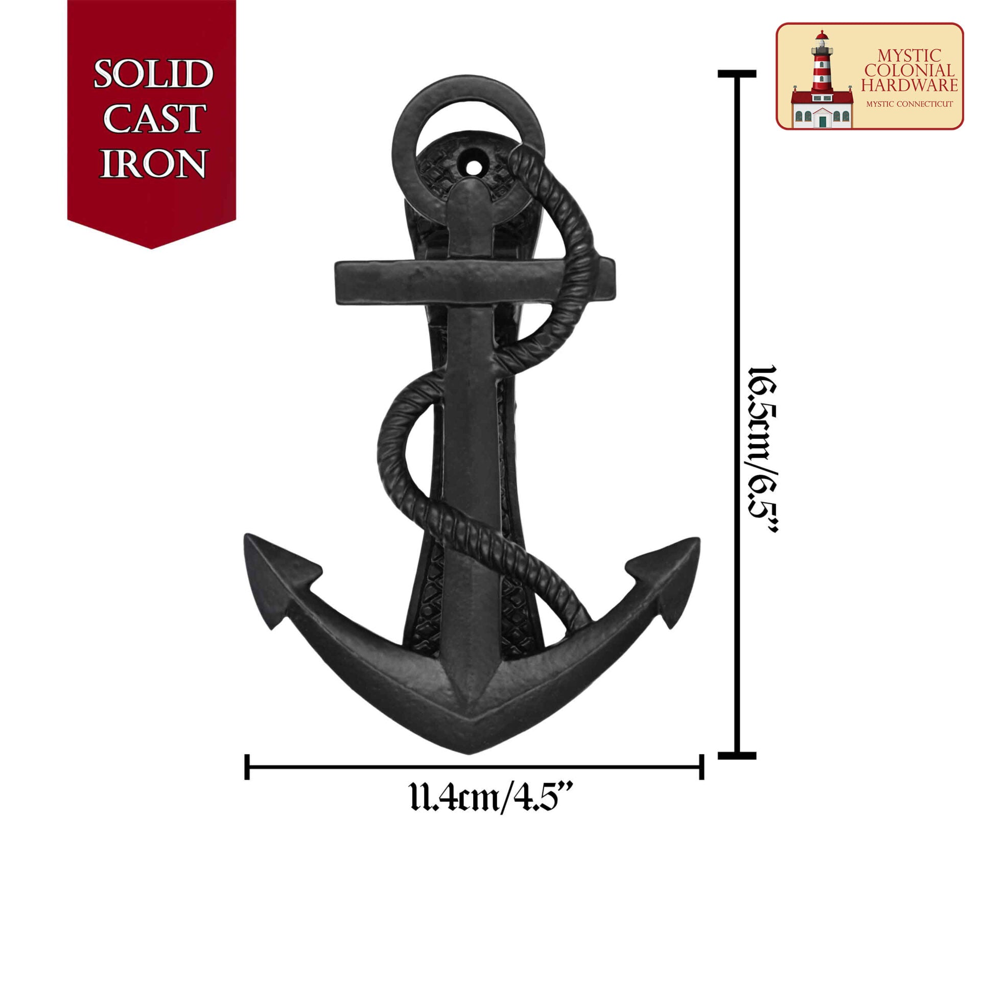 Ancla Náutica Antiqued Door Knocker- Genuino Hierro Handforged - 6 Inches Tall - Imagen 3