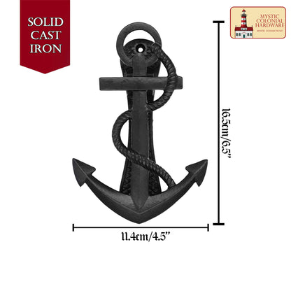 Ancla Náutica Antiqued Door Knocker- Genuino Hierro Handforged - 6 Inches Tall - Imagen 3