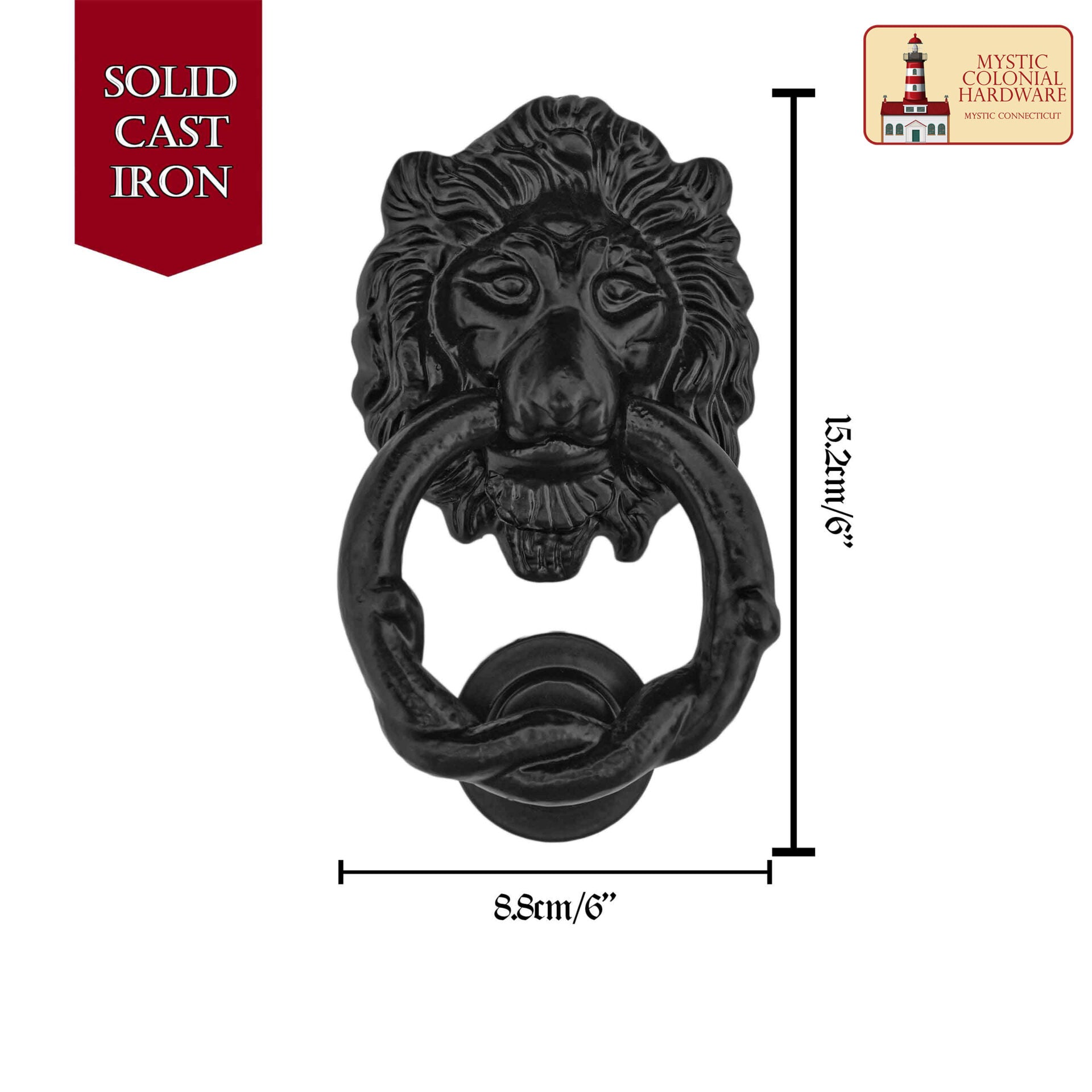 Aldaba con Cabeza de León Hecha a Mano Aldaba Antigua con Anillo - Imagen 3