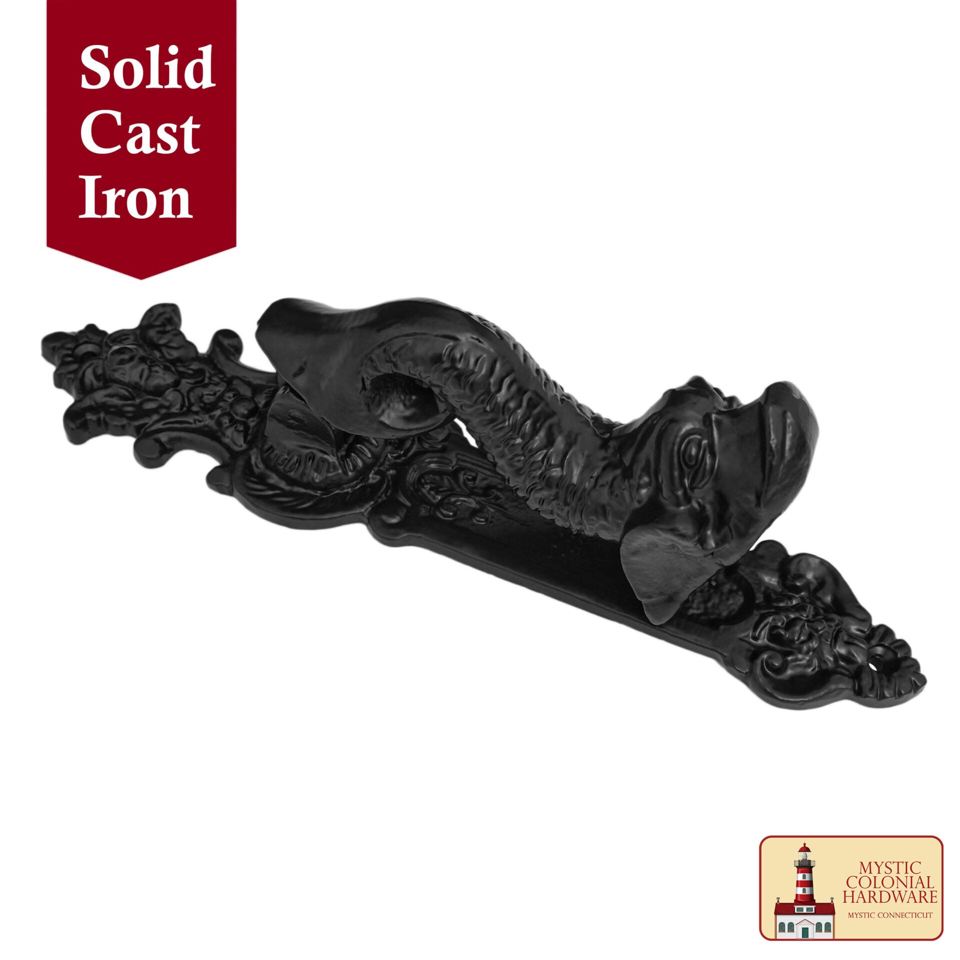 Aldaba Antigua para Puerta de Entrada con Revestimiento de Polvo Negro Hecho a Mano - Imagen 4