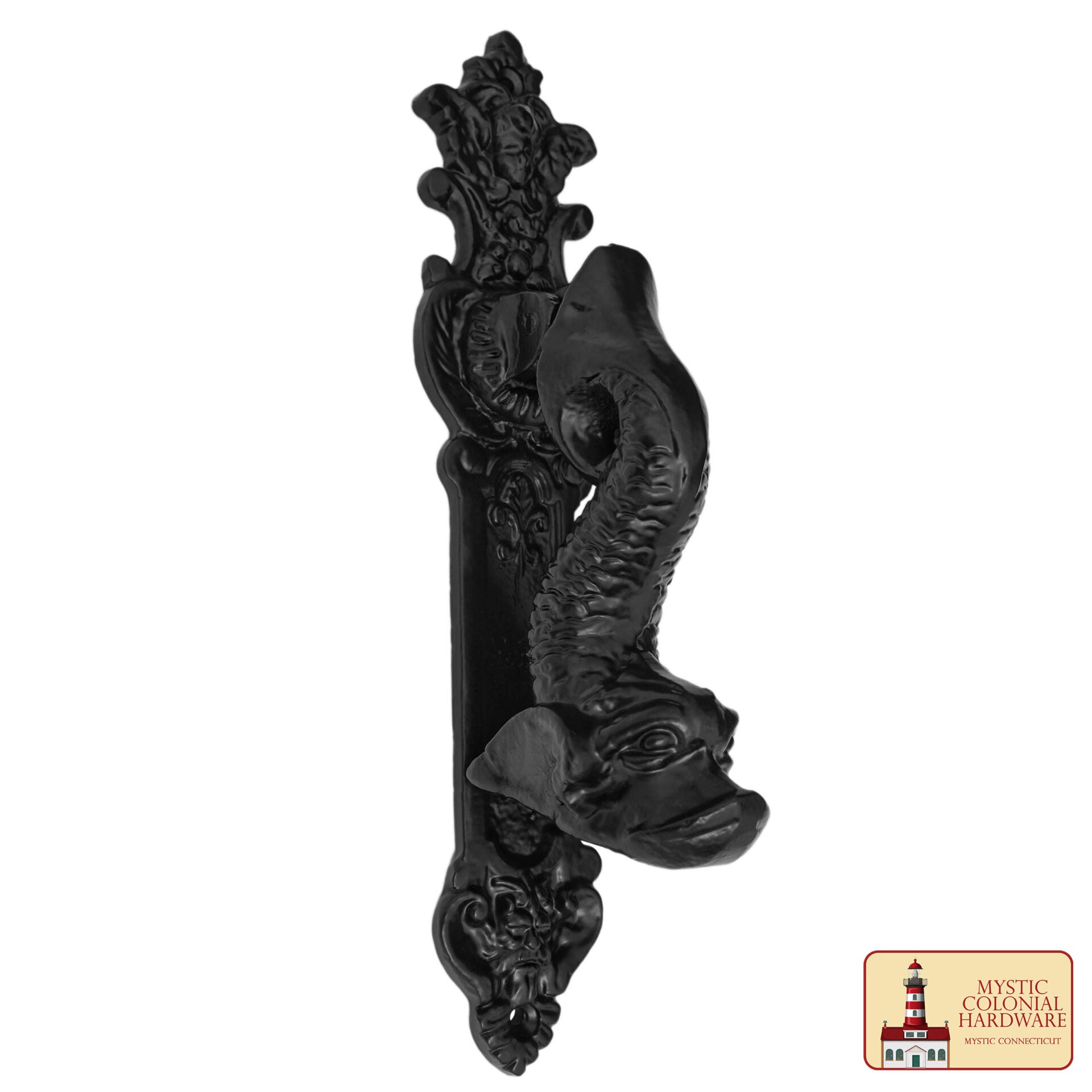 Aldaba Antigua para Puerta de Entrada con Revestimiento de Polvo Negro Hecho a Mano - Imagen 1