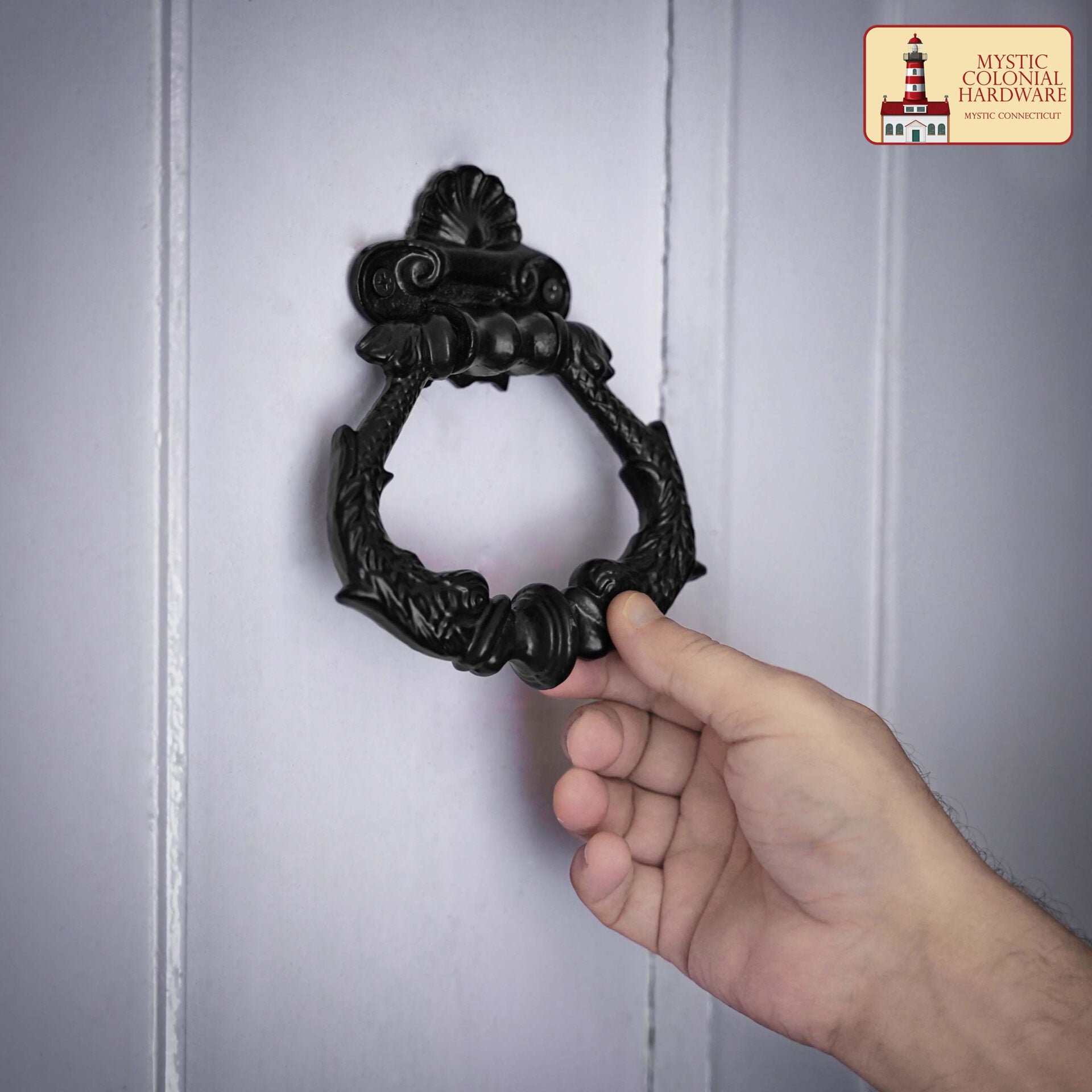 Aro Negro con Recubrimiento de Polvo Puerta de Entrada Artesanal Antiguo Aldaba - Imagen 2