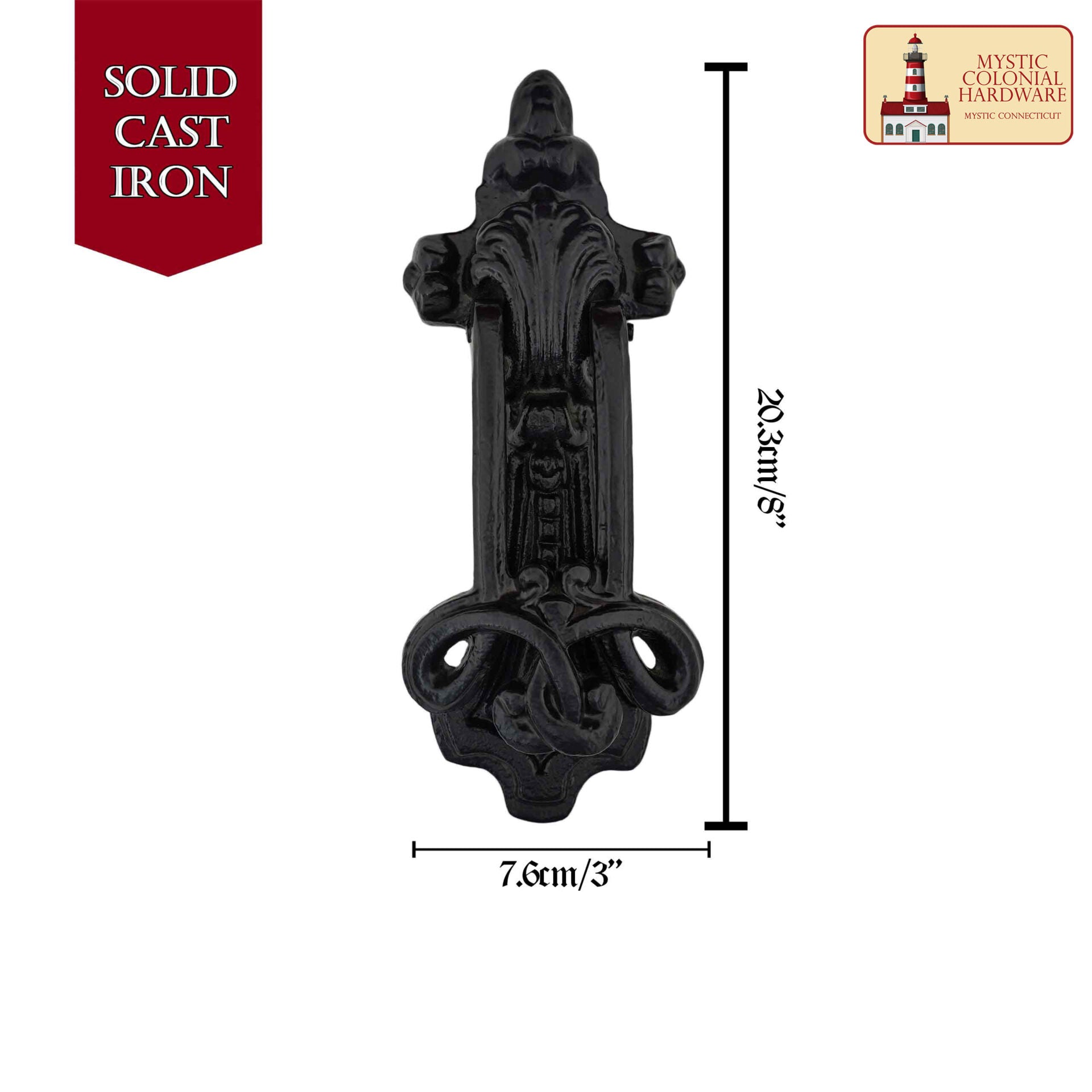 Puerta de Entrada Gótica con Revestimiento de Polvo Negro Aldaba Antigua Hecha a Mano - Imagen 3