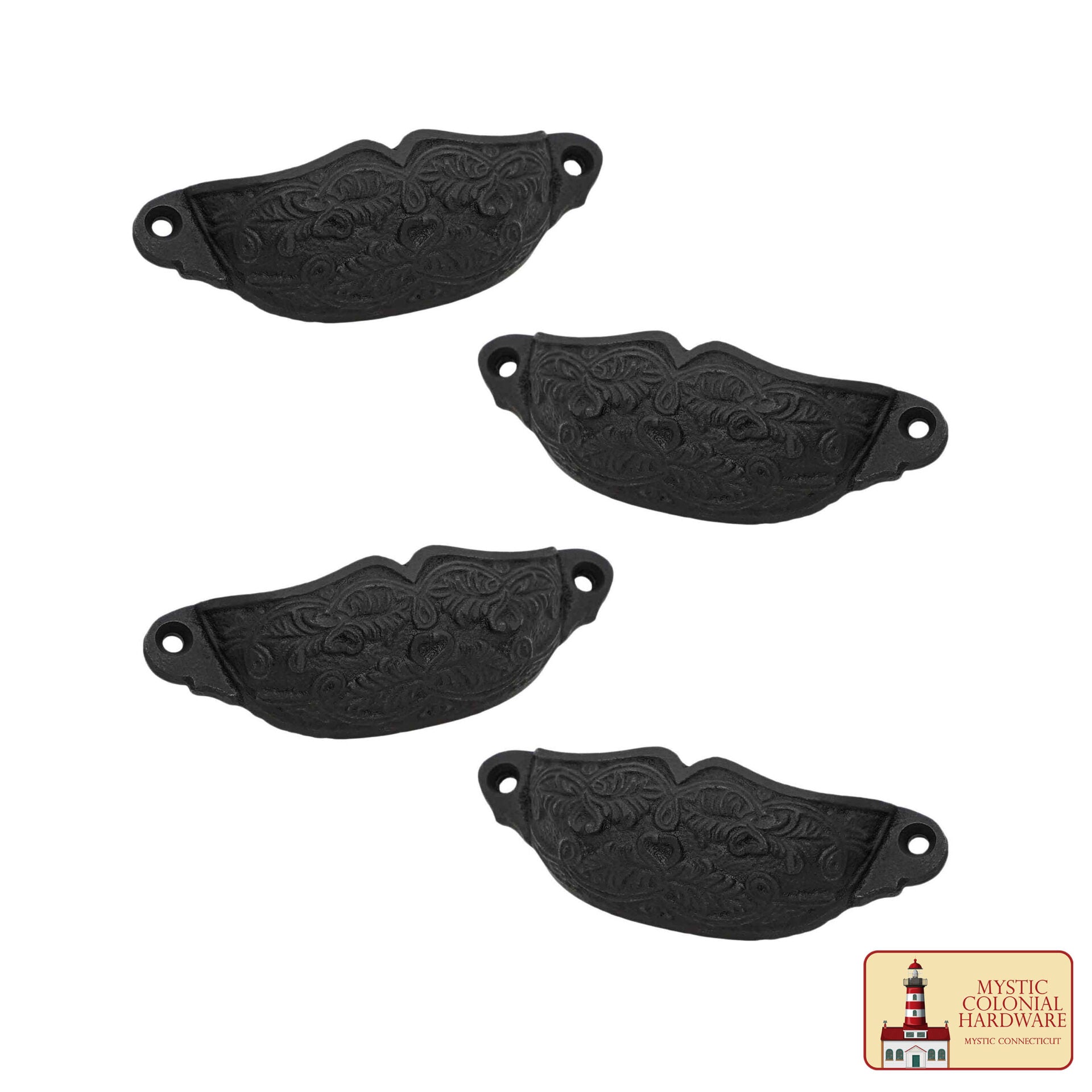 Juego de 4 Tiradores de Hierro Fundido Rústico: Ideal para Ambientes Victorianos, Coloniales, Retro, Steampunk, Góticos, Barrocos y Medievales, (10.5x3.5) Cm - Imagen 4