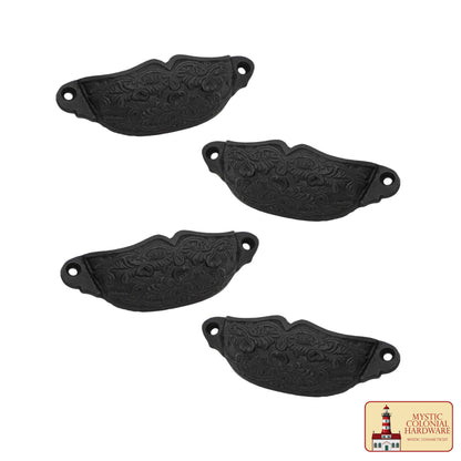 Juego de 4 Tiradores de Hierro Fundido Rústico: Ideal para Ambientes Victorianos, Coloniales, Retro, Steampunk, Góticos, Barrocos y Medievales, (10.5x3.5) Cm - Imagen 4
