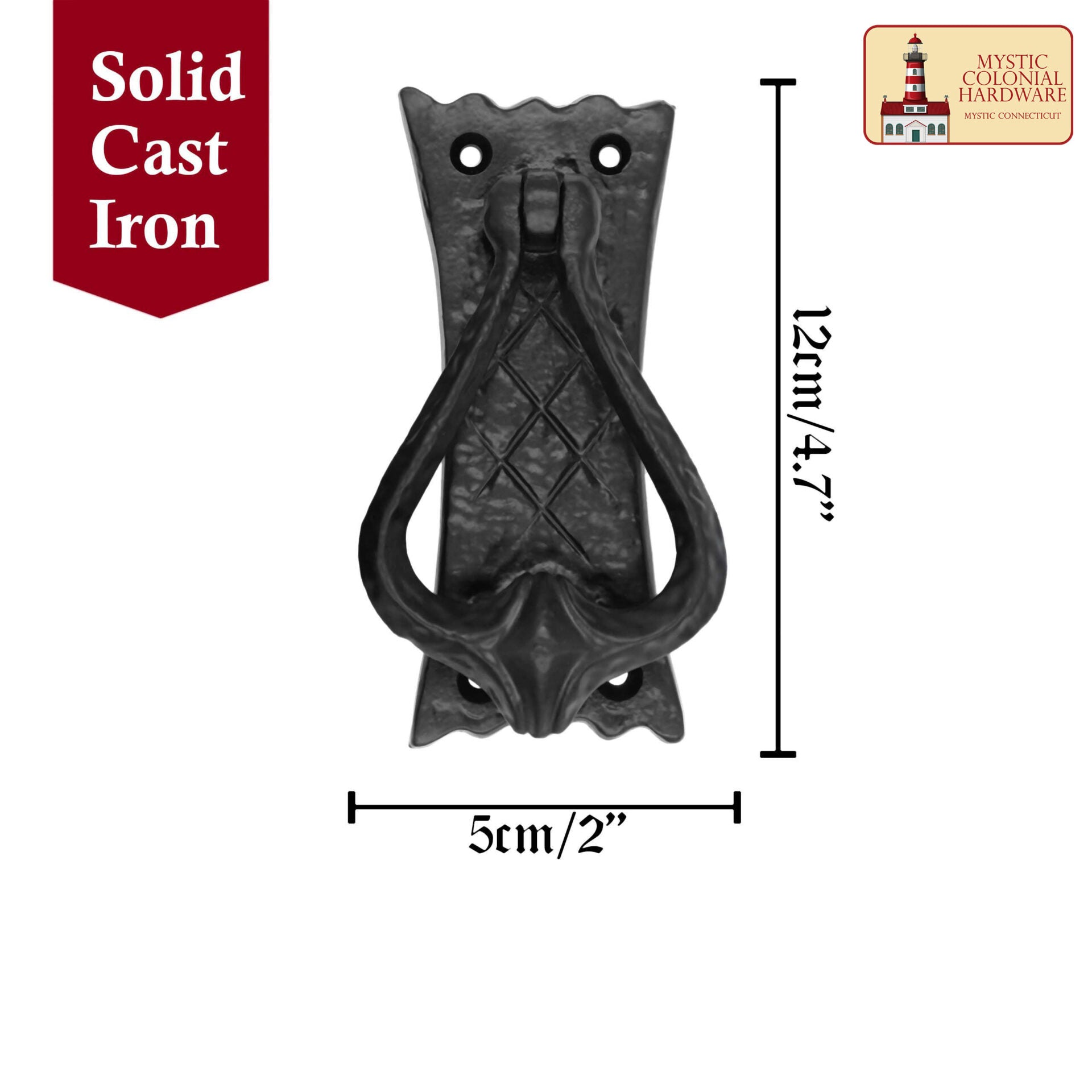 Aldaba para Puerta de Dormitorio Hierro Fundido Macizo Negro Antiguo - 4.7 - Imagen 3