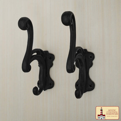 Pack de 2 Ganchos de Pared de Hierro Fundido Rústico: Ideal para Colgar Abrigos, Bolsos, Toallas, Batas, Sombreros, (12x3,8) Cm - Imagen 1
