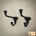 Ganchos de Pared Rústicos de Hierro Fundido, Ganchos Utilitarios Retro Resistentes para Colgar Abrigos, Bolsos, Toallas, Batas, Sombreros y Más, Paquete de 2, Negro - Imagen 1