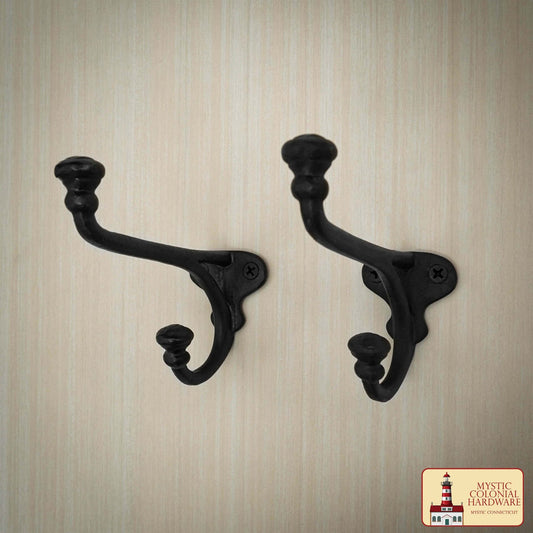 Ganchos de Pared Rústicos de Hierro Fundido, Ganchos Utilitarios Retro Resistentes para Colgar Abrigos, Bolsos, Toallas, Batas, Sombreros y Más, Paquete de 2, Negro - Imagen 1