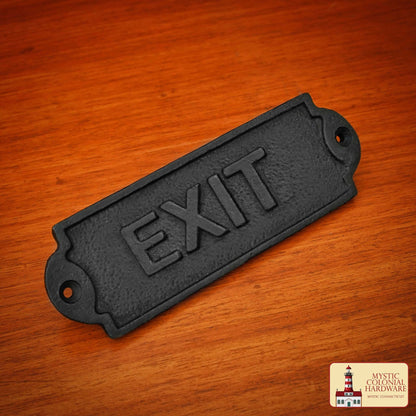 Señal de Salida Vintage de Hierro Forjado Macizo - Placa para Puerta de Hierro Fundido Hecha a Mano - Accesorio de Ferretería Industrial Rústica (15 X 5 Cm) - Imagen 2