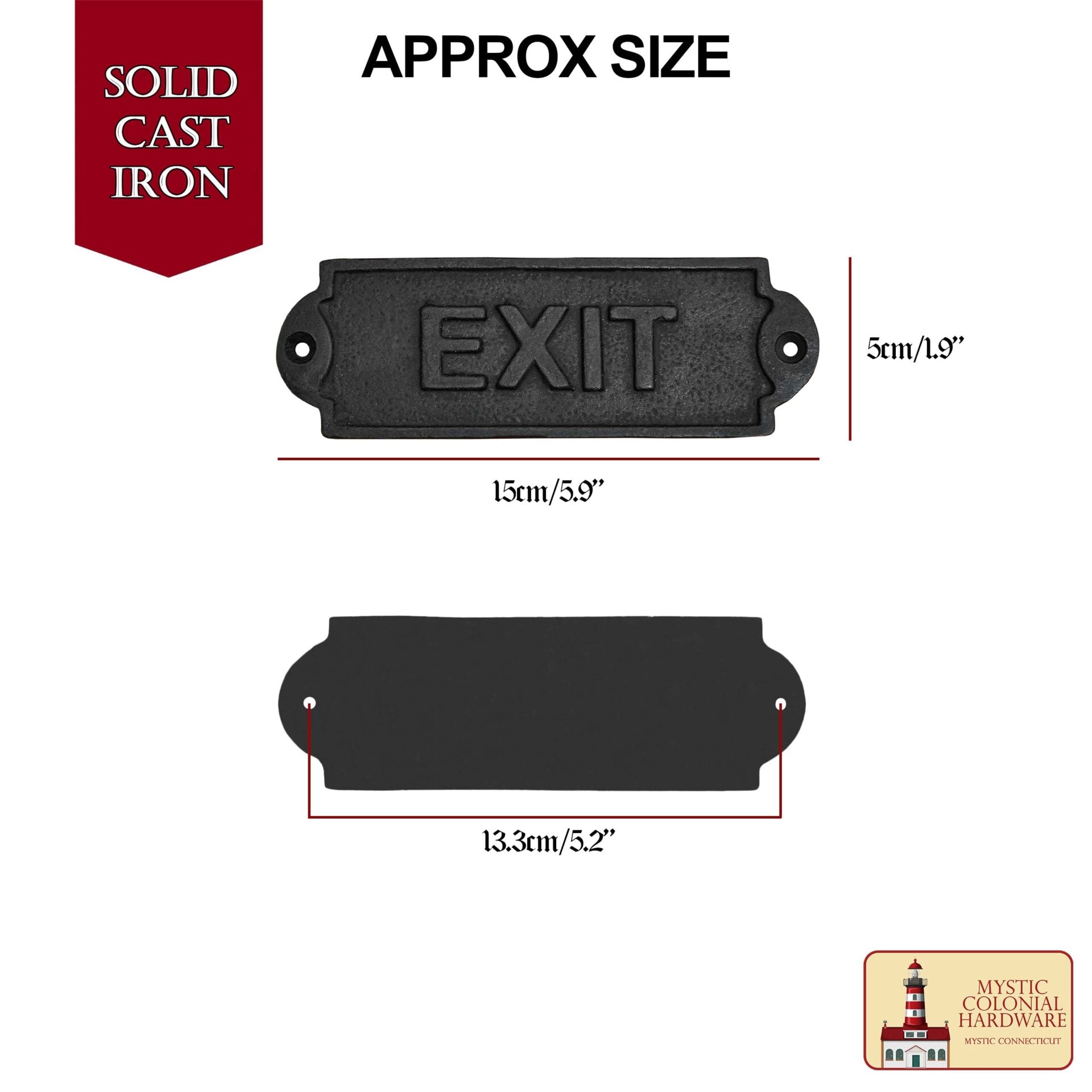 Señal de Salida Vintage de Hierro Forjado Macizo - Placa para Puerta de Hierro Fundido Hecha a Mano - Accesorio de Ferretería Industrial Rústica (15 X 5 Cm) - Imagen 3