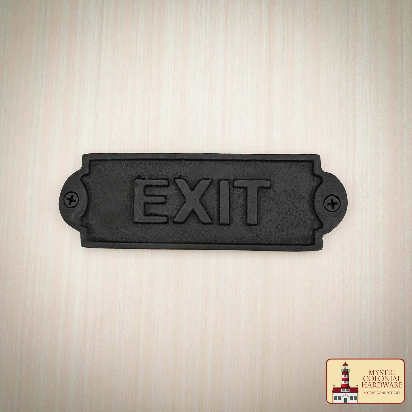 Señal de Salida Vintage de Hierro Forjado Macizo - Placa para Puerta de Hierro Fundido Hecha a Mano - Accesorio de Ferretería Industrial Rústica (15 X 5 Cm) - Imagen 5