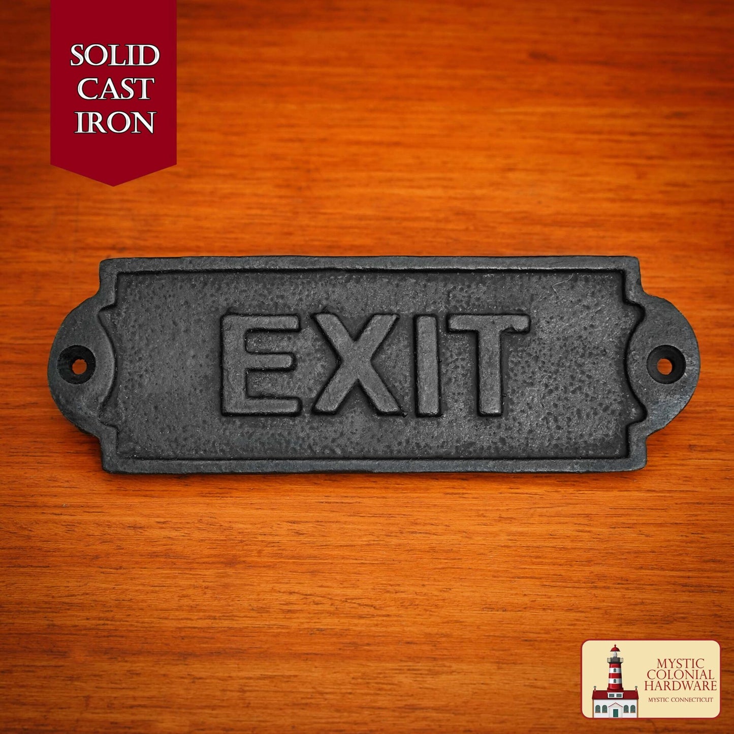 Señal de Salida Vintage de Hierro Forjado Macizo - Placa para Puerta de Hierro Fundido Hecha a Mano - Accesorio de Ferretería Industrial Rústica (15 X 5 Cm) - Imagen 1