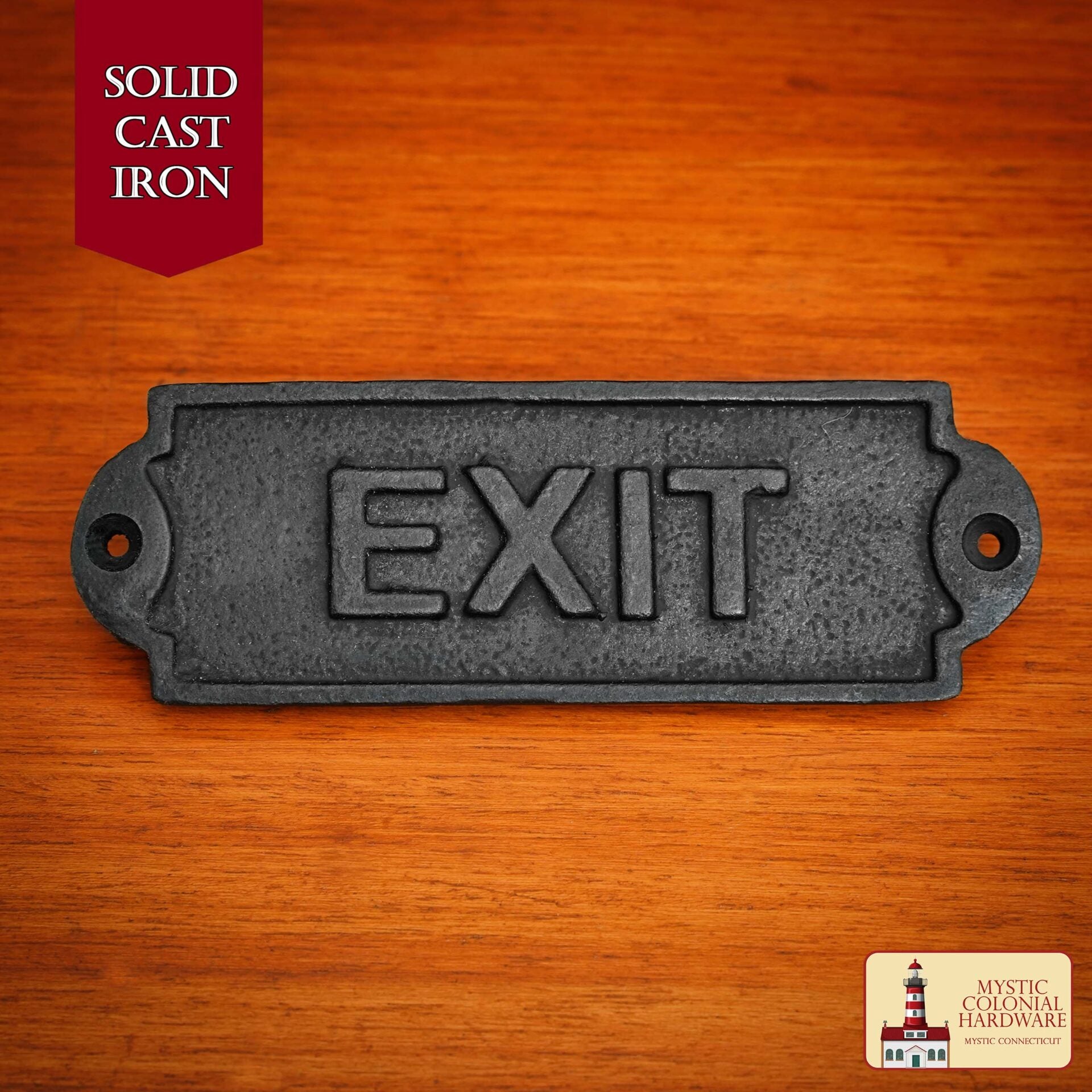 Señal de Salida Vintage de Hierro Forjado Macizo - Placa para Puerta de Hierro Fundido Hecha a Mano - Accesorio de Ferretería Industrial Rústica (15 X 5 Cm) - Imagen 1