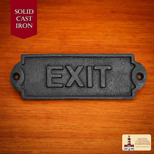 Señal de Salida Vintage de Hierro Forjado Macizo - Placa para Puerta de Hierro Fundido Hecha a Mano - Accesorio de Ferretería Industrial Rústica (15 X 5 Cm) - Imagen 1