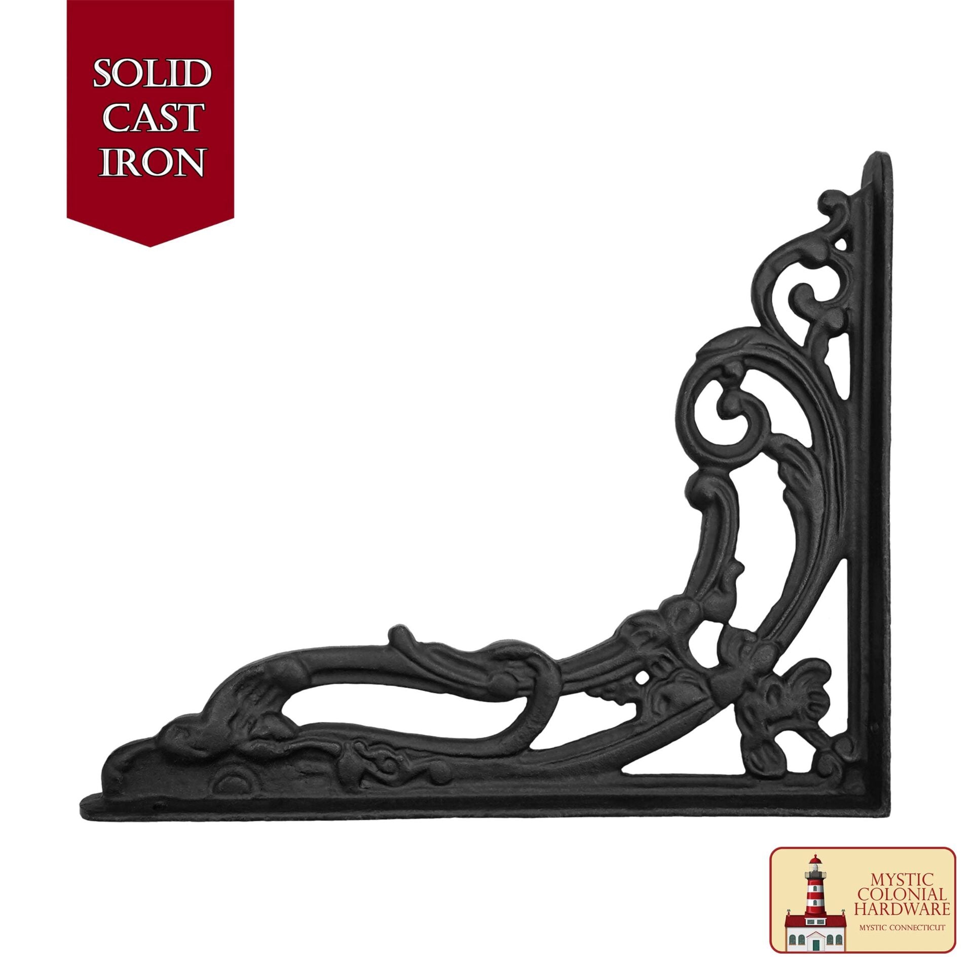 9" X 7.5" Soportes de Estante - Hierro Forjado Sólido Negro Victoriano, Colonial, Retro, Steampunck, Gótico, Barroco Medieval - Imagen 1