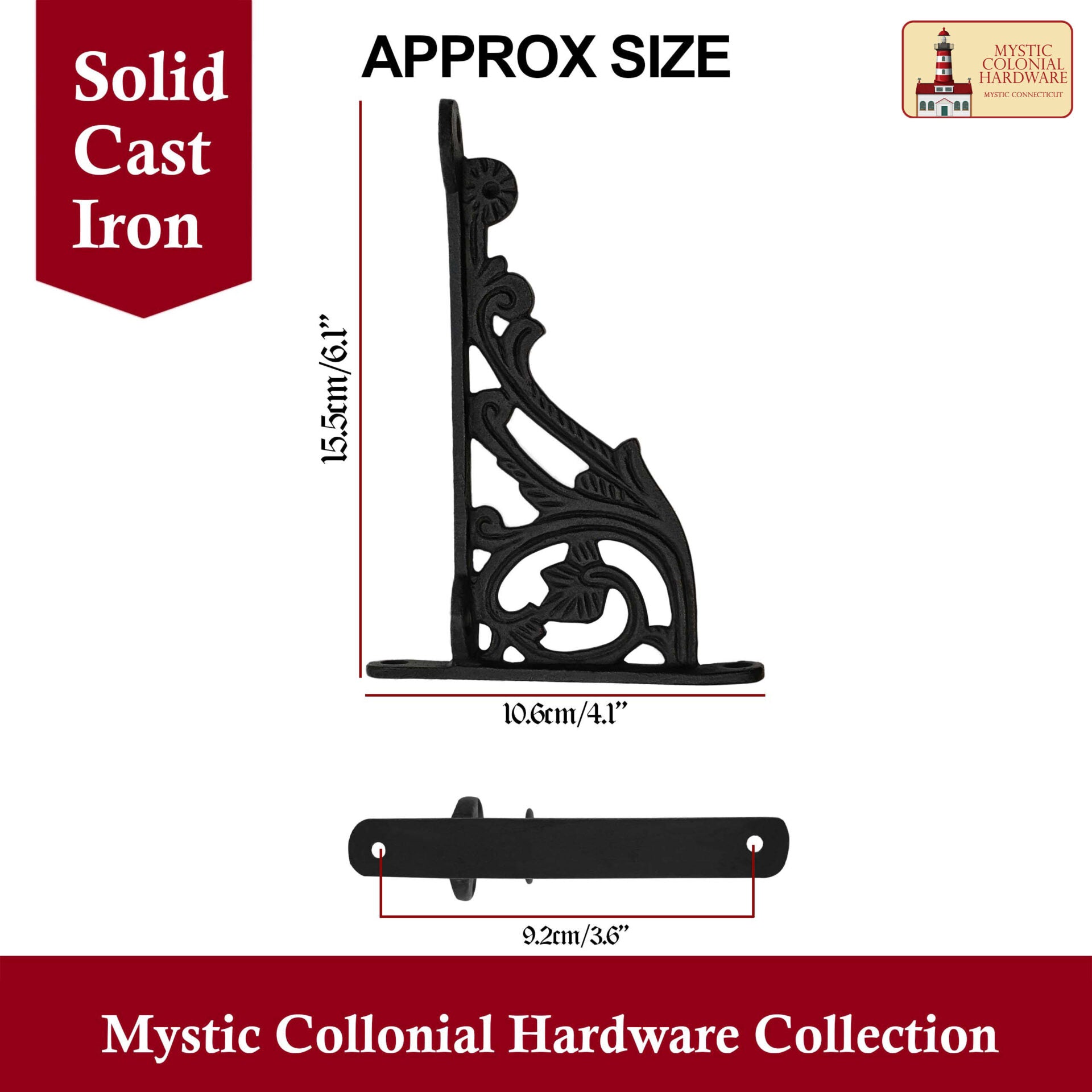 Soportes Rústicos de Hierro Fundido para Estanterías : Ideal para Ambientes Victorianos, Coloniales, Retro, Steampunk, Góticos, Barrocos y Medievales (1 5. 5 X 10.6 ) Cm - Imagen 3