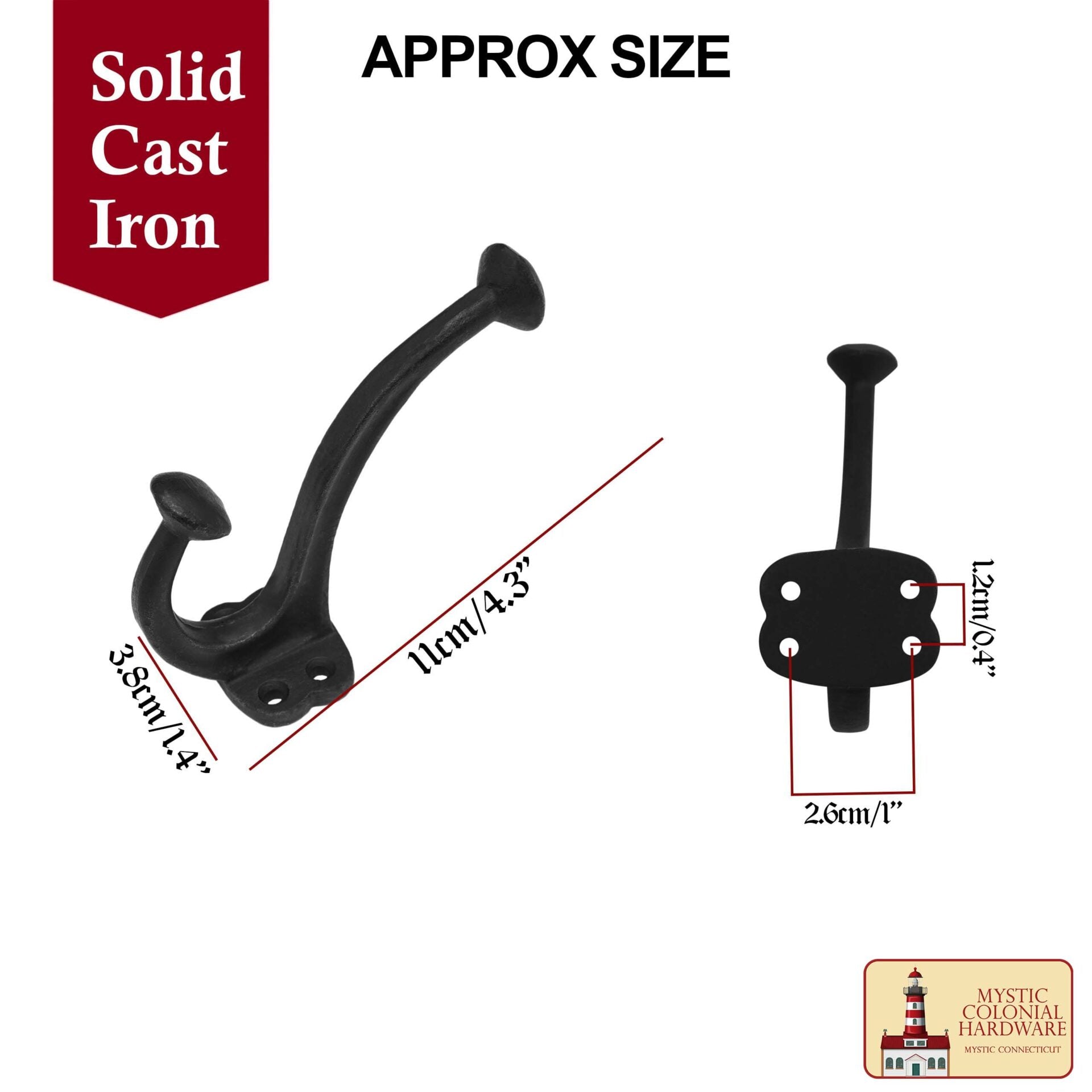 Ganchos de Pared Rústicos de Hierro Fundido : Ideales para Ambientes Victorianos, Coloniales, Retro, Steampunk, Góticos y Barrocos ( 11 X 3.8 ) Cm - Imagen 3