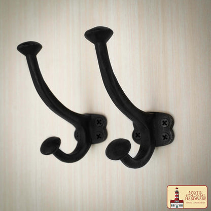 Rústico de Hierro Fundido Ganchos de Pared, Heavy Duty Retro Utilidad Ganchos para Colgar el Abrigo, Bolsa, Toalla, Bata, Sombrero y Más, Acabado: Aceite Ennegrecido - Imagen 1