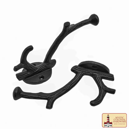 Rústico de Hierro Fundido Ganchos de Pared, Heavy Duty Retro Utilidad Ganchos para Colgar el Abrigo, Bolsa, Toalla, Bata, Sombrero y Más, Acabado: Aceite Ennegrecido - Imagen 4
