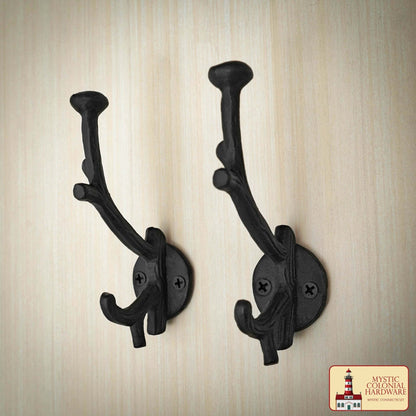 Ganchos de Pared Rústicos de Hierro Fundido : Ideales para Ambientes Victorianos, Coloniales, Retro, Steampunk, Góticos y Barrocos (1 2 X 3.8 ) Cm - Imagen 1