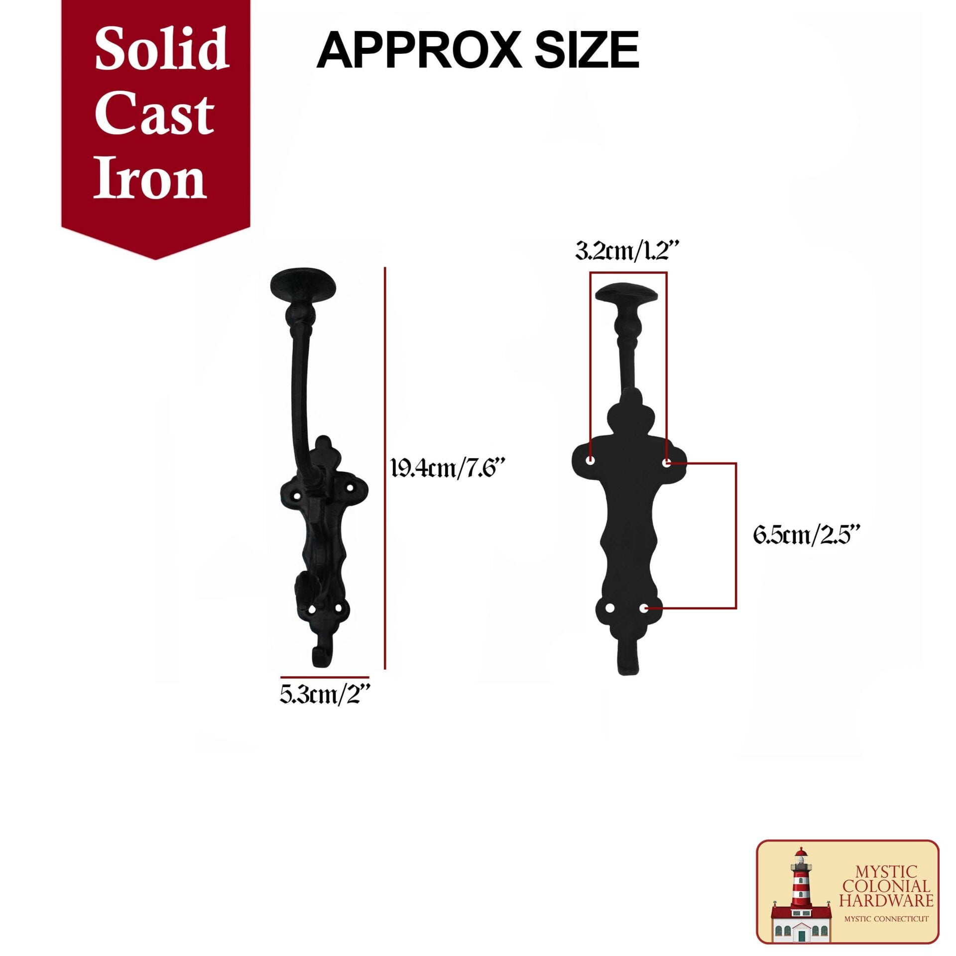 Ganchos de Pared Rústicos de Hierro Fundido, Ganchos Utilitarios Retro Resistentes para Colgar Abrigos, Bolsos, Toallas, Batas, Sombreros y Más, Grandes - Imagen 3