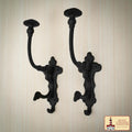 Ganchos de Pared Rústicos de Hierro Fundido, Ganchos Utilitarios Retro Resistentes para Colgar Abrigos, Bolsos, Toallas, Batas, Sombreros y Más, Paquete de 2, Negro : Grande - Imagen 1