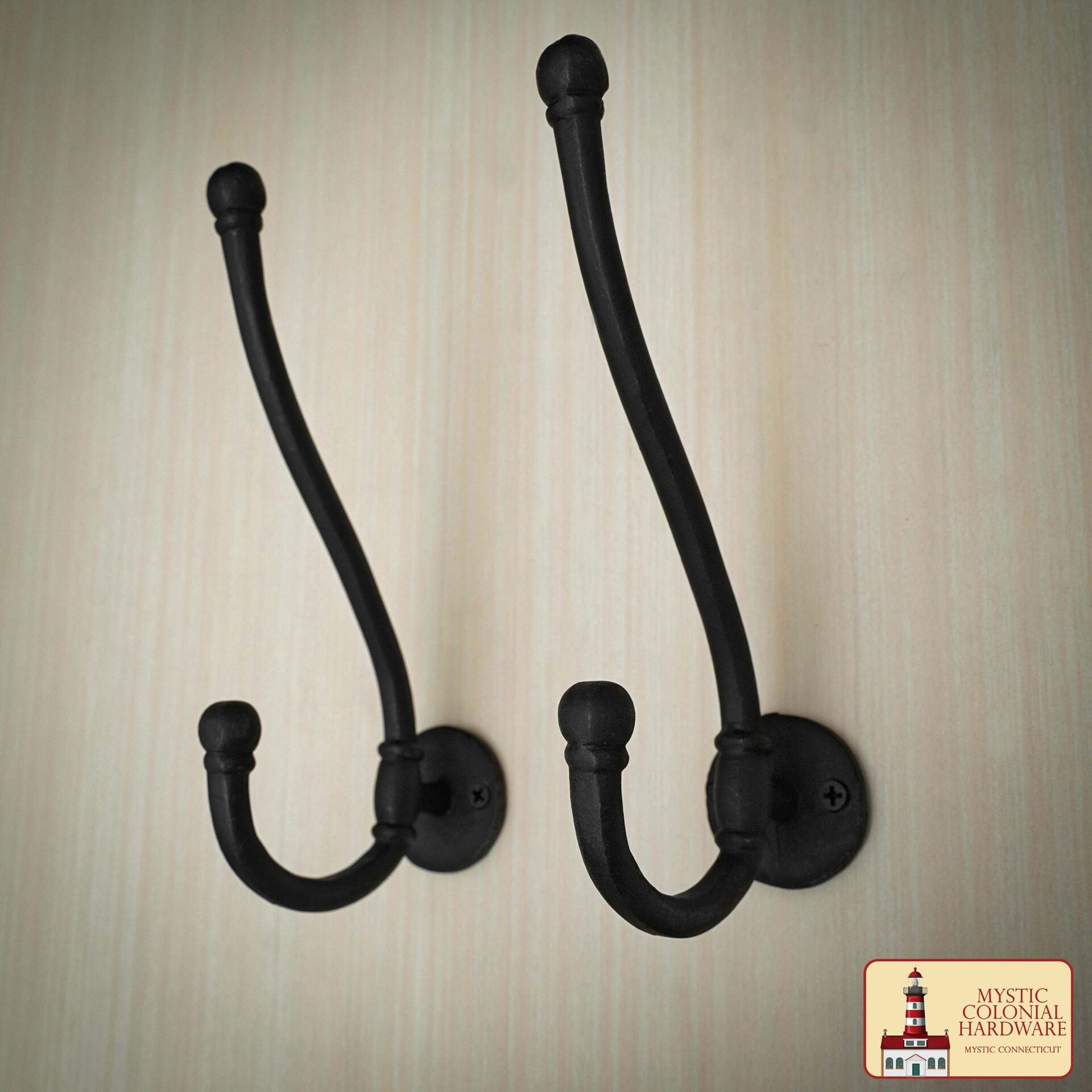 Gancho de Pared de Hierro Forjado Rústico, Ganchos Utilitarios Retro Resistentes para Colgar Abrigos, Bolsos, Toallas, Batas, Sombreros y Más, Negro : Grande - Imagen 1