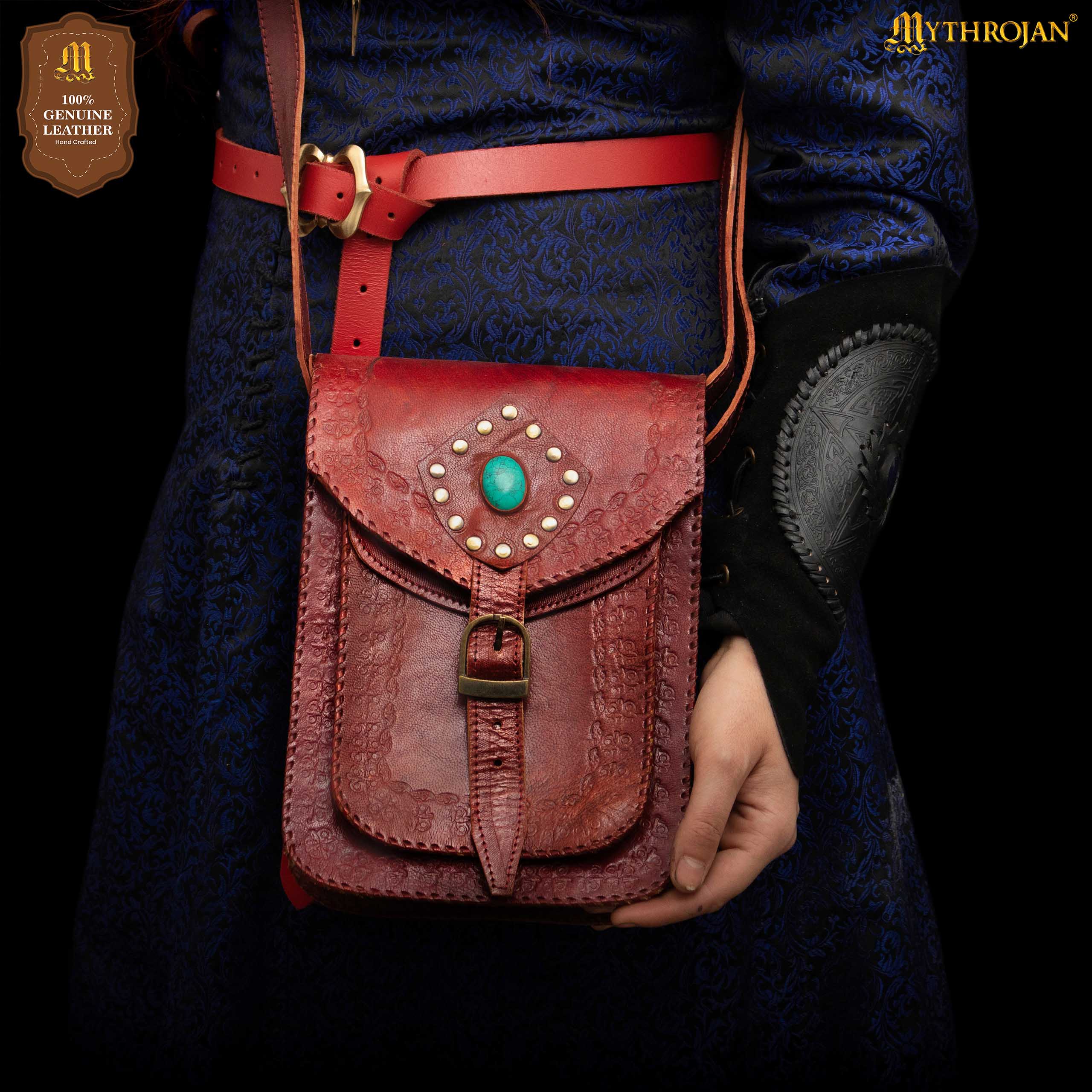 Mythrojan "sorceress From The East" Medieval Sling Bag, Granate 10" X 7" - Imagen 2